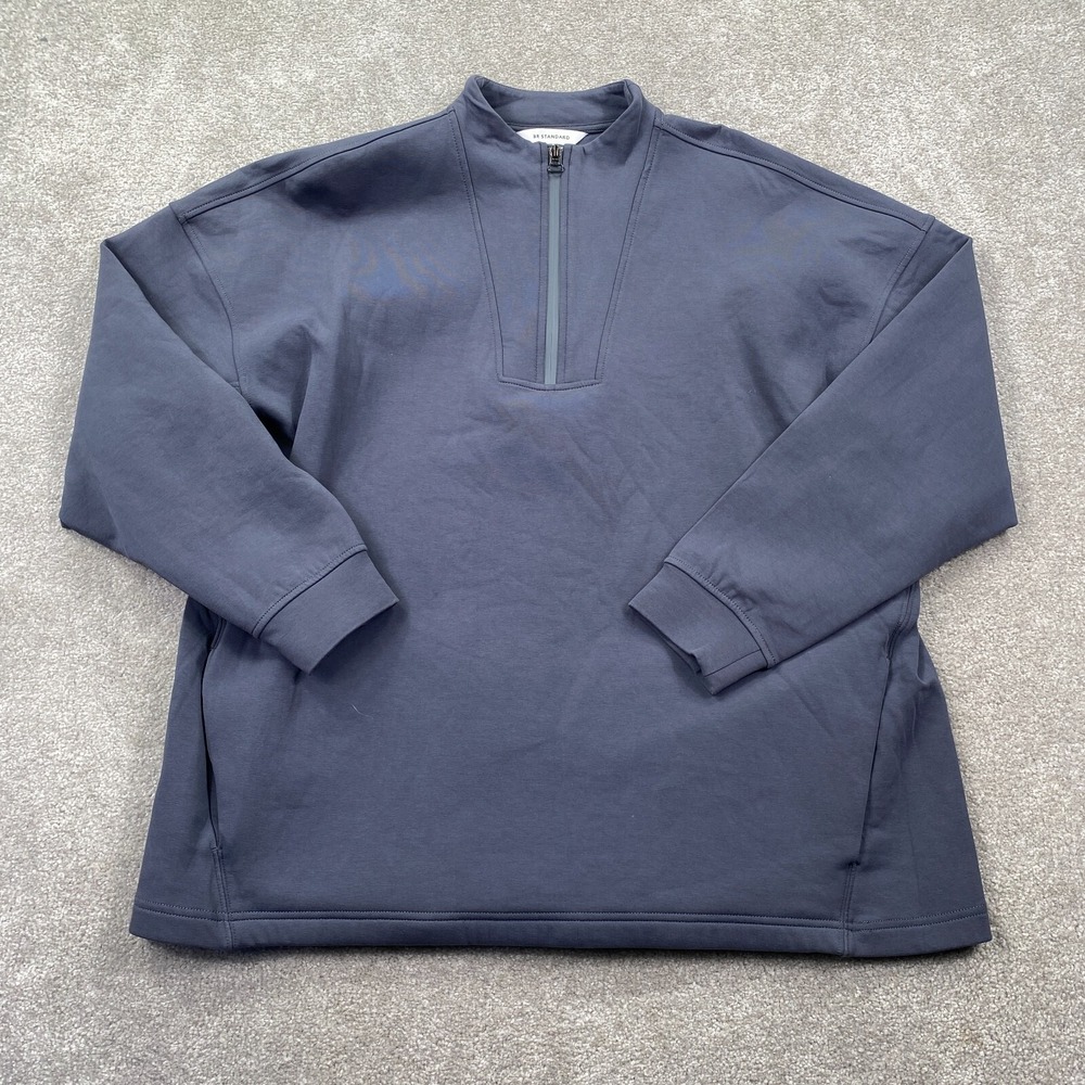 BR Standard Men's 1/4 Zip Up Pullover Sweatshirt Zipper Sleeves Size XL Gray